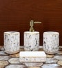 Modern White Ceramic Set of 4 Bath Accessories Set 