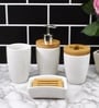 Modern White Ceramic Set of 4 Bath Accessories Set 
