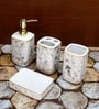 Modern White Ceramic Set of 4 Bath Accessories Set 