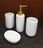 Modern White Ceramic Set of 4 Bath Accessories Set 
