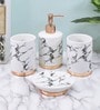 Modern White Ceramic Set of 4 Bath Accessories Set 