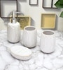 Modern White Ceramic Set of 4 Bath Accessories Set 