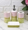 Modern White Ceramic Set of 4 Bath Accessories Set 
