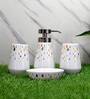 Modern White Ceramic Set of 4 Bath Accessories Set 