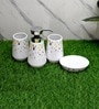 Modern White Ceramic Set of 4 Bath Accessories Set 