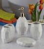 Modern White Ceramic Set of 4 Bath Accessories Set 