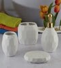 Modern White Ceramic Set of 4 Bath Accessories Set 