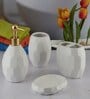 Modern White Ceramic Set of 4 Bath Accessories Set 