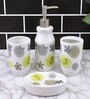 Modern White Ceramic Set of 4 Bath Accessories Set 