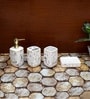 Modern White Ceramic Set of 4 Bath Accessories Set 