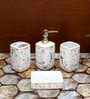 Modern White Ceramic Set of 4 Bath Accessories Set 
