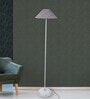 Modern White Metal Floor Lamp with Flocking birdsl print Shade