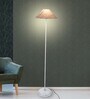 Modern White Metal Floor Lamp with Flocking birdsl print Shade