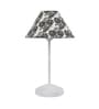 Modern White Metal Table Lamp with Filigree print Shade