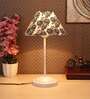 Modern White Metal Table Lamp with Filigree print Shade