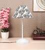 Modern White Metal Table Lamp with Filigree print Shade