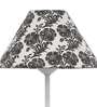 Modern White Metal Table Lamp with Filigree print Shade