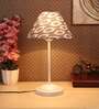 Modern White Metal Table Lamp with Ikat print Shade