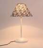 Modern White Metal Table Lamp with Ikat print Shade