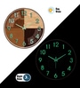 Wooden Modern Wall Clock With Copper Finish Ring (12.75 Inch)