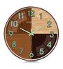 Wooden Modern Wall Clock With Copper Finish Ring (12.75 Inch)
