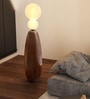 Modern Wooden Finish Floor Lamp with Dual Globe Lights