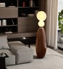Modern Wooden Finish Floor Lamp with Dual Globe Lights