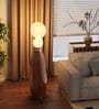 Modern Wooden Finish Floor Lamp with Dual Globe Lights