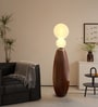 Modern Wooden Finish Floor Lamp with Dual Globe Lights
