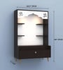 Modern Wooden Floor Pooja Mandir in Dark Finish with Open Shelves Om Engraving & Pull-Out Storage Drawer