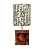 Modern Zen Wooden Lampshade Nightstand Lamp with Antique Base, Cube Design, Savanna Shade