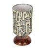 Modern Zen Wooden Lampshade Nightstand Lamp with Antique Base, Pebble Design, Savanna Shade