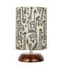 Modern Zen Wooden Lampshade Nightstand Lamp with Antique Base, Pebble Design, Savanna Shade