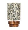 Modern Zen Wooden Lampshade Nightstand Lamp with Antique Base, Concentric Design, Savanna Shade