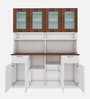 Modish Crockery Unit in Frosty White & Walnut Finish