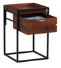 Laswell Solid Wood End Table In Black & Honey Oak Finish