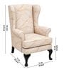 Modvyn Teak Wood WIng Chair With Suede Fabric In Neutral Beige Modvyn Teak Wood WIng Chair With Suede Fabric In Neutral Beige
