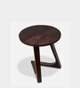 Moheli Solid Wood C-Shape End Table in Pitch Walnut Finish
