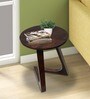 Moheli Solid Wood C-Shape End Table in Pitch Walnut Finish