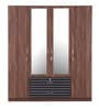 Molly 4 Door Wardrobe in Brown Finish with Mirror