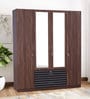 Molly 4 Door Wardrobe in Brown Finish with Mirror