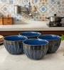 Molten Blue Ceramic Bowl Set of 4(275ml Each)