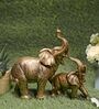 Mom and Baby Elephant Resin Animal Figurine (Gold, 25.5cm)