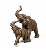 Mom and Baby Elephant Resin Animal Figurine (Gold, 25.5cm)