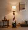 Monica Wooden Floor Lamp with Jute Shade & Brown Base