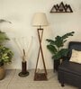 Monica Wooden Floor Lamp with Jute Shade & Brown Base 