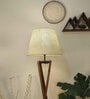 Monica Wooden Floor Lamp with Jute Shade & Brown Base 