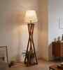 Monica Wooden Floor Lamp with Jute Shade & Brown Base