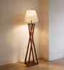 Monica Wooden Floor Lamp with Jute Shade & Brown Base