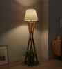 Monica Wooden Floor Lamp with Jute Shade & Brown Base